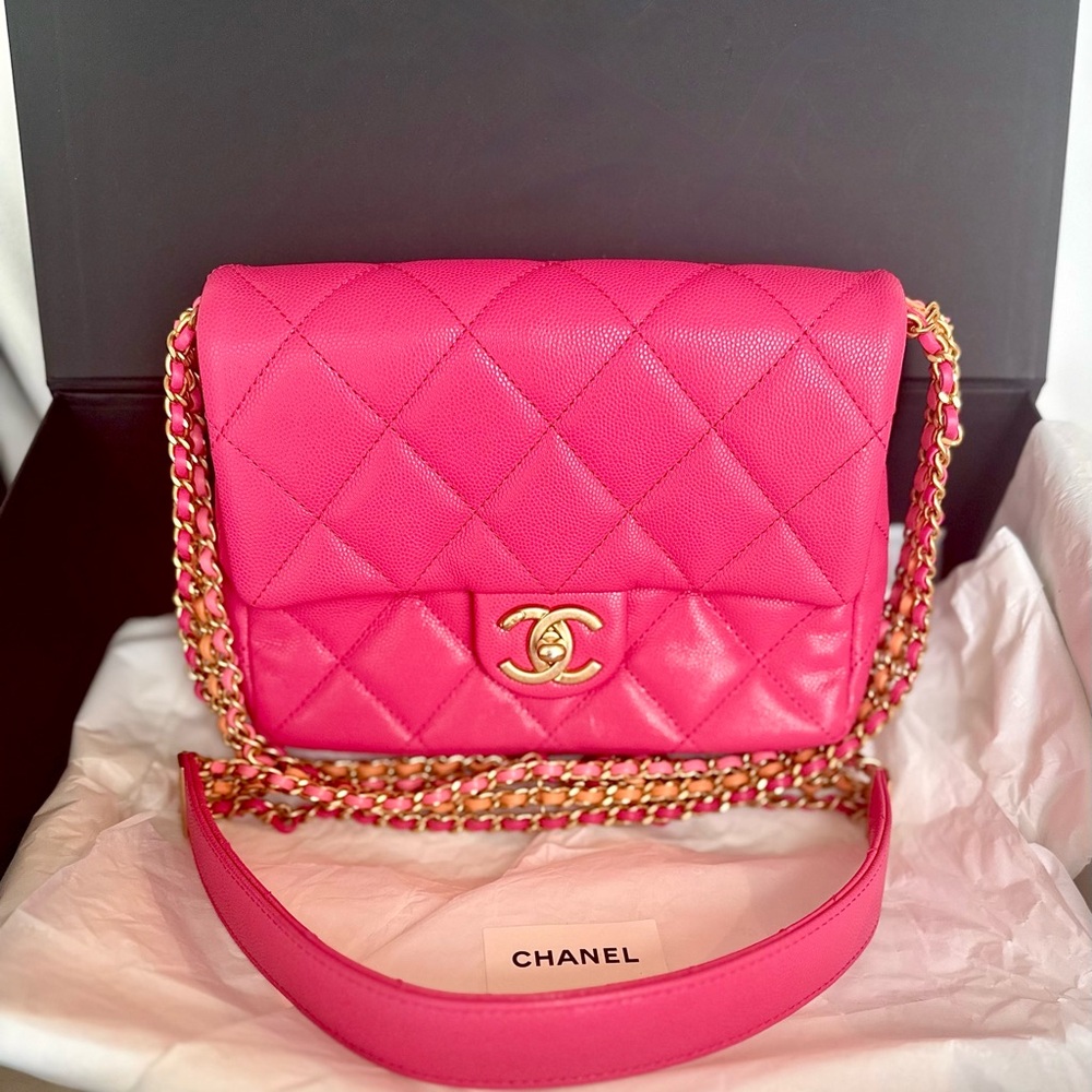 Chanel Pink Crossbody Bag with Quilted Design
